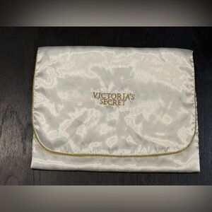 Vintage Victoria's Secret Travel Pouch For Lingerie White Embroidered Gold